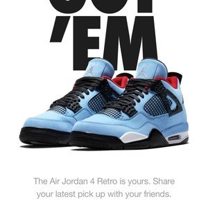 Cactus jack Travis Scott Jordan 4s, size 10